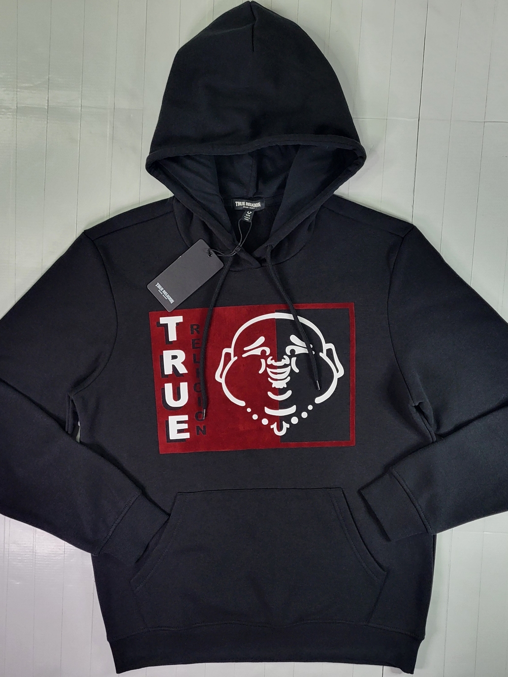 True Religion Men's Medium Black Hoodie with Red Graphic New with Tags